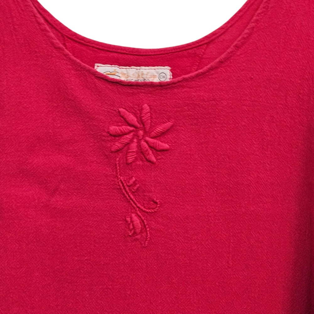 Manta del Lago Tank Top S Pinkish Red Embroidered Boho Artisanal Sleeveless - Picture 3 of 9